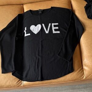 Rachel Zoe Black Sweater with White 'LOVE' Design